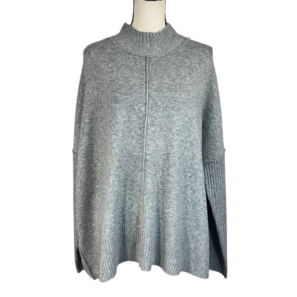 Simply Vera Vera Wang XX-Large Sweater Oversized Boxy Mock Neck Long Sleeve Gray